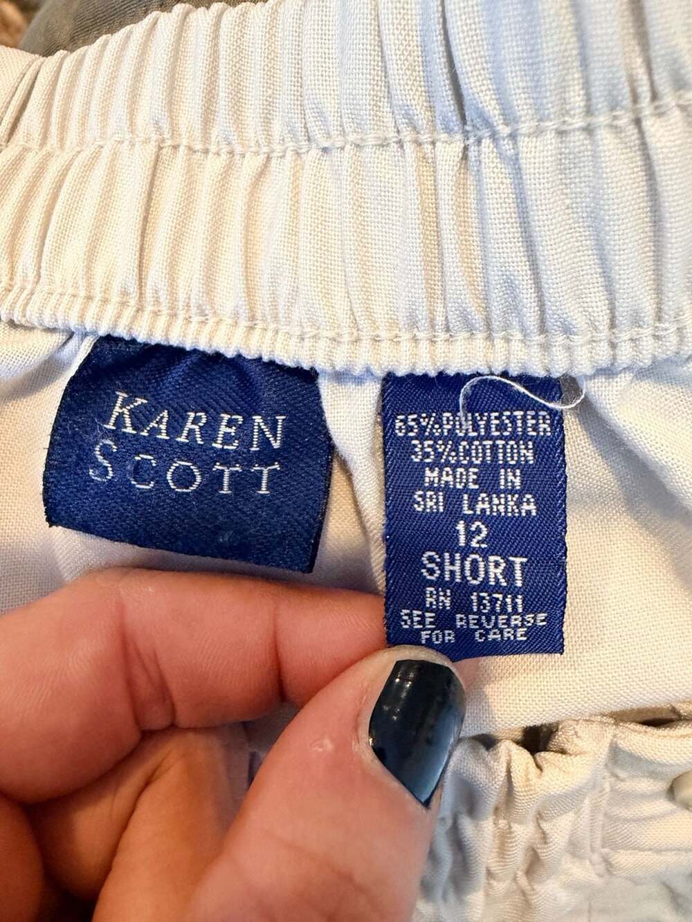 Karen Scott Women's Off-White Elastic Waist Pull-On Cotton Blend Pants Size 12 S - Picture 6 of 6